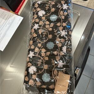 Kultura Floral Embroidered Black Fabric